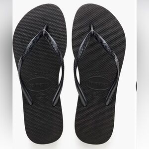 NEW Havaianas Slim Black Flip Flops Size 7 8 Womens NWT